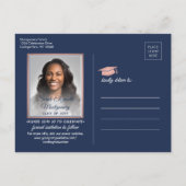 Carte Postale Faire-part Félicitations Grand Marine Bleu & Rose Enregistrer (Dos)