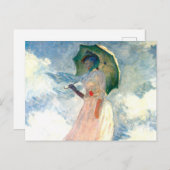 Carte Postale Faire-part Femme de Monet avec un parasol face à gauche (Devant / Derrière)