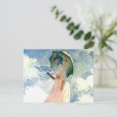 Carte Postale Faire-part Femme de Monet avec un parasol face à gauche (Debout devant)