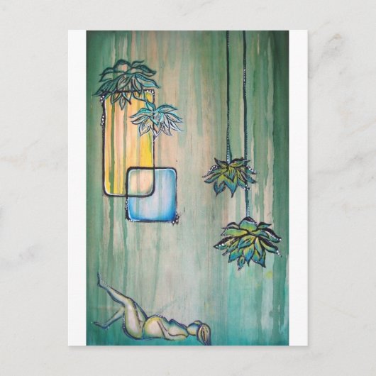 Carte Postale Faire-part Femme enceinte avec fleurs de Lotus (Devant)