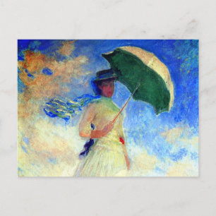 Carte Postale Faire-part Femme Monet avec un parasol face droit