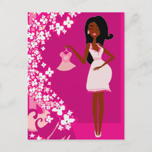 Carte Postale Faire-part femme noire enceinte