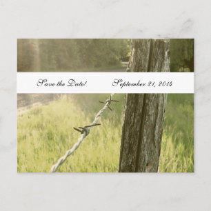 Carte Postale Faire-part Fencepost Barbed Wire Rustique Enregistrer la date