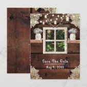 Carte Postale Faire-part Fenêtre de grange rustique arbre et pot de mason S (Devant / Derrière)