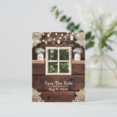 Carte Postale Faire-part Fenêtre de grange rustique arbre et pot de mason S (Debout devant)