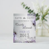 Carte Postale Faire-part Feng Shui fleurit dans les tons violet et argenté (Debout devant)