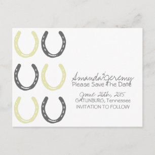 Carte Postale Faire-part Fers à cheval à thème équestre Save The Date