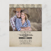 Carte Postale Faire-part Fers à cheval Campagne Rustique Enregistrer la dat (Devant)