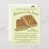 Carte Postale Faire-part Festival de nourriture Sandwich cubain Jambon Porc (Devant / Derrière)