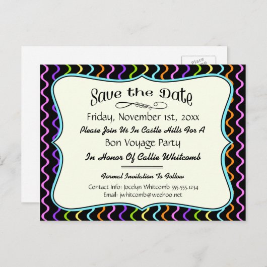 Carte Postale Faire-part Festive Party, Réunion ou Événement Enregistrer la (Devant / Derrière)