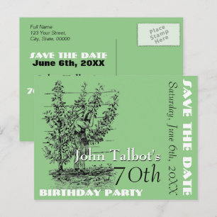 Carte Postale Faire-part Fête d'anniversaire 70 ans du jardinier Enregistre