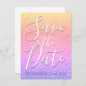 Carte Postale Faire-part Fête d'anniversaire arc-en-ciel paillettes étincel (Devant / Derrière)