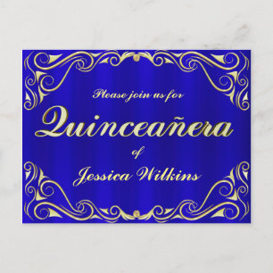 Carte Postale Faire-part Fête d'anniversaire Élégante Royale Quinceanera Do