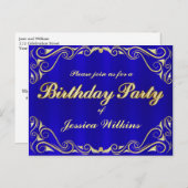 Carte Postale Faire-part Fête d'anniversaire Élégante Typographie Royale Do (Devant / Derrière)