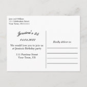 Carte Postale Faire-part Fête d'anniversaire Élégante Typographie Royale Do (Dos)