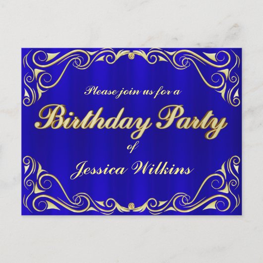 Carte Postale Faire-part Fête d'anniversaire Élégante Typographie Royale Do (Devant)