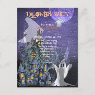 CARTE POSTALE FAIRE-PART FÊTE DE COSTUME DE FANTÔME D'HALLOWEEN
