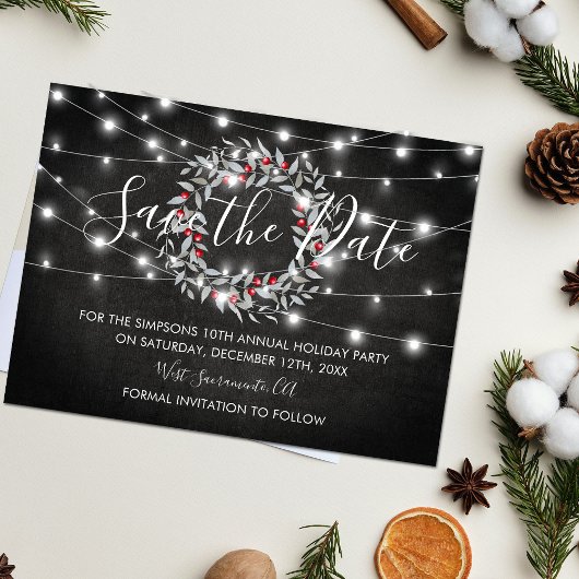 Carte Postale Faire-part Fête de Couronne de Noël Save the Date