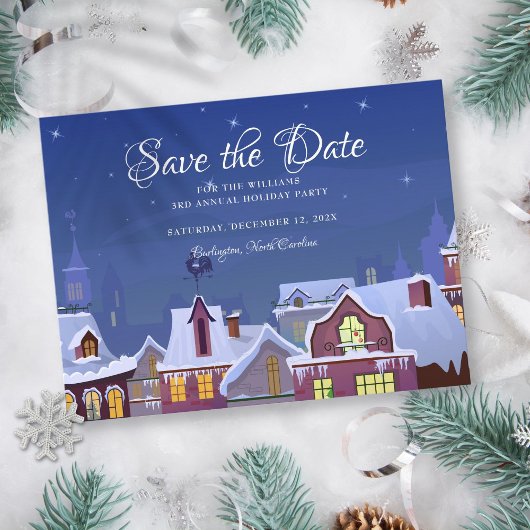 Carte Postale Faire-part Fête de famille Enregistrer la date Noël hiver
