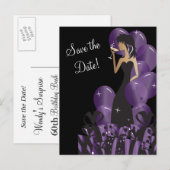 Carte Postale Faire-part Fête de Fille Classieuse Diva | Sauvegarder la Dat (Devant / Derrière)