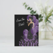 Carte Postale Faire-part Fête de Fille Classieuse Diva | Sauvegarder la Dat (Debout devant)