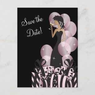 Carte Postale Faire-part Fête de Fille Divinement Chic   Sauvegarder la Dat