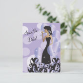 Carte Postale Faire-part Fête de Fille Divinement Chic | Sauvegarder la Dat (Debout devant)