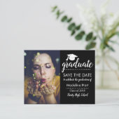 Carte Postale Faire-part Fête de fin d'études typographie | Photo d'enregis (Debout devant)