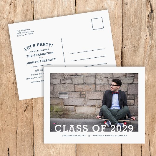 Carte Postale Faire-part Fête de graduation en typographie moderne