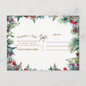 Carte Postale Faire-part Fête de mariage d'hiver Noël Enregistrer la date (Dos)