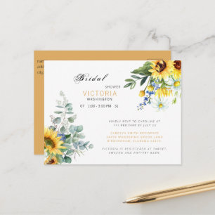 Carte Postale Faire-part Fête de mariage floral tournesol coloré