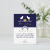 Carte Postale Faire-part Fête de mariage Nautical Coastal Navy Blue Sandpip (Debout devant)