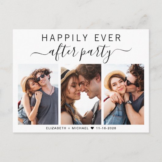 Carte Postale Faire-part Fête de mariage photo 3 Pour toujours heureux (Devant)