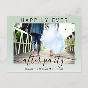 Carte Postale Faire-part Fête de Mariage Sage Vert Photo de la soirée Happi