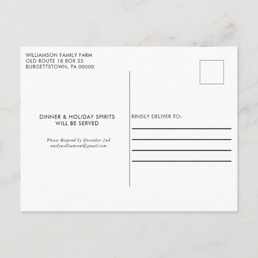 Carte Postale Faire-part Fête de Noël Country Rustique Grange Rouge  (Dos)