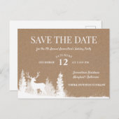 Carte Postale Faire-part Fête de Noël de style rustique cerf Save The Date (Devant / Derrière)