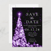 Carte Postale Faire-part Fête de Noël Enregistrez la Date Arbre Glamour Vio (Devant / Derrière)