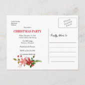 Carte Postale Faire-part Fête de Noël Fleurie Poinsettia Enregistrez La Dat (Dos)