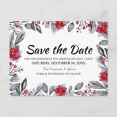 Carte Postale Faire-part Fête de Noël Floral Enregistrer la date (Devant)