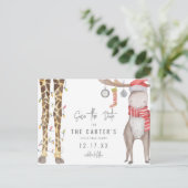 Carte Postale Faire-part Fête de Noël mignonne Whimsical Enregistrer la dat (Debout devant)