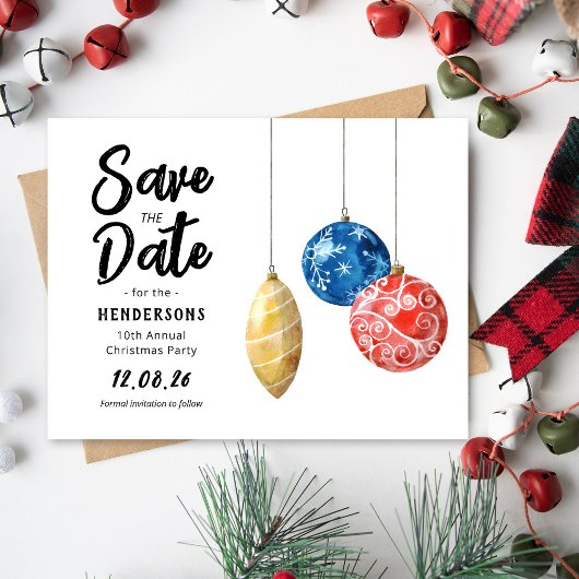 Carte Postale Faire-part Fête de Noël moderne Enregistrer la date Annonce