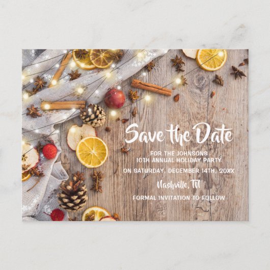 Carte Postale Faire-part Fête de Noël rustique (Devant)