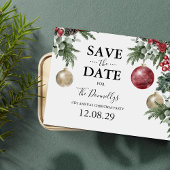 Carte Postale Faire-part Fête de Noël rustique Enregistrer la date