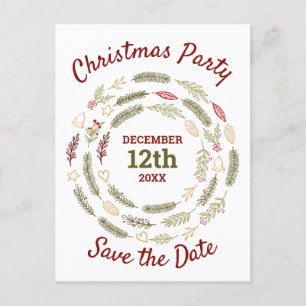 Carte Postale Faire-part Fête de Noël Rustique Épicéa Sauvegarder la Date
