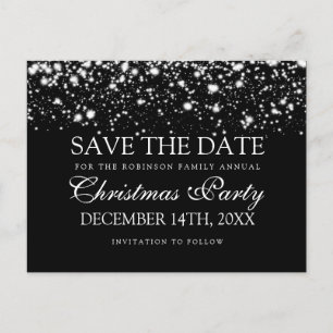 Carte Postale Faire-part Fête de Noël Sauvez La Date Silver Midnight Glam