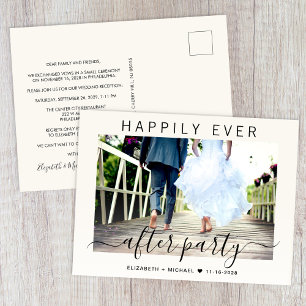 Carte Postale Faire-part Fête de Photo de Crème de Mariage Après Heureux Po