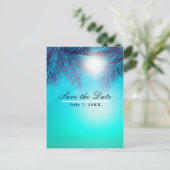 Carte Postale Faire-part FÊTE DE PLAGE Bleue Palmiers Ensoleillés Enregistr (Debout devant)