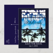 Carte Postale Faire-part Fête de plage Palmiers Tropical bleu (Devant / Derrière)