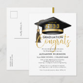 Carte Postale Faire-part Fête de remise de diplôme minimaliste écriture pai (Devant / Derrière)