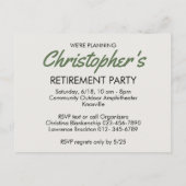 Carte Postale Faire-part Fête de retraite Photo interchangeable Enregistrer (Dos)